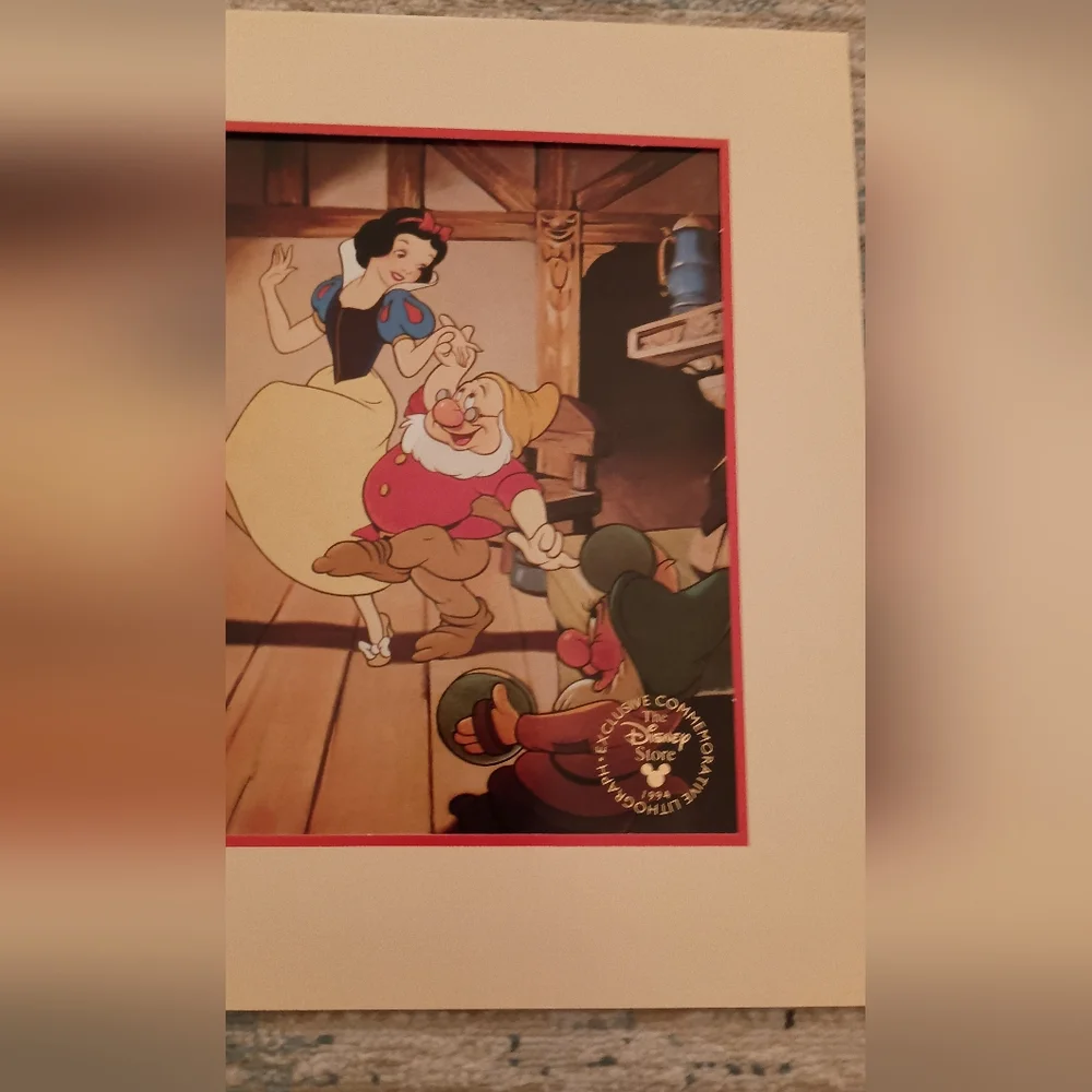 Snow White and the Seven Dwarfs Vtg Commemorative Lithograph